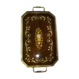 Italian marquetry and brass tray