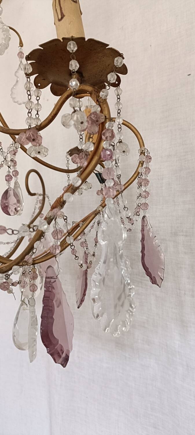 Chandelier with colored tassels