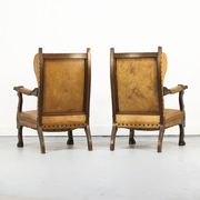 Set of Two Antique Leather Armchairs