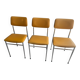 LM vintage chrome and orange/mustard yellow faux leather chairs