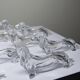 Vintage Gervais Danone knife holders, dachshund design, clear plastic
