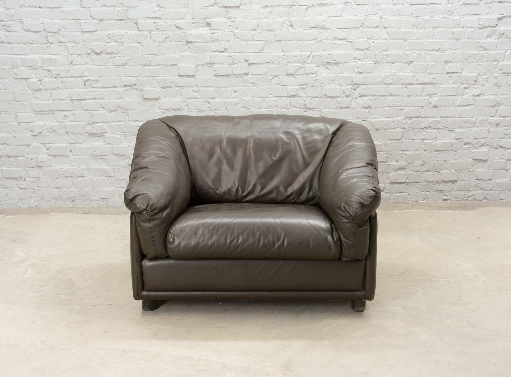 Comfortable Leolux Seal Brown Leather Lounge Chairs The Netherlands 1970s