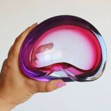 Murano sommerso pink and purple ashtray pocket emptier 1960