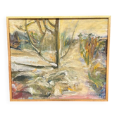 Original Oil on Canvas – “Path Between” – Signed – Vintage & Framed – 57 × 49 Cm (22.4" × 19.3")
