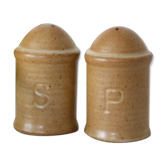 Duo of salt and pepper, stoneware, Grès Village, vintage