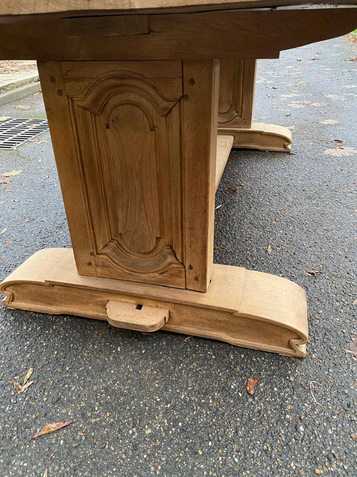 Restored 19th century solid oak monastery dining table, 215cm