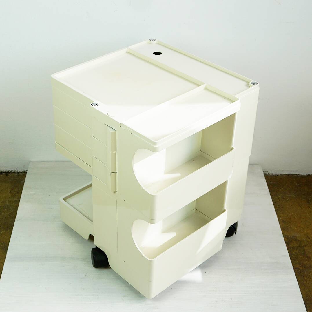 Chariot Boby crème blanche par Joe Colombo pour Bieffeplast Italie