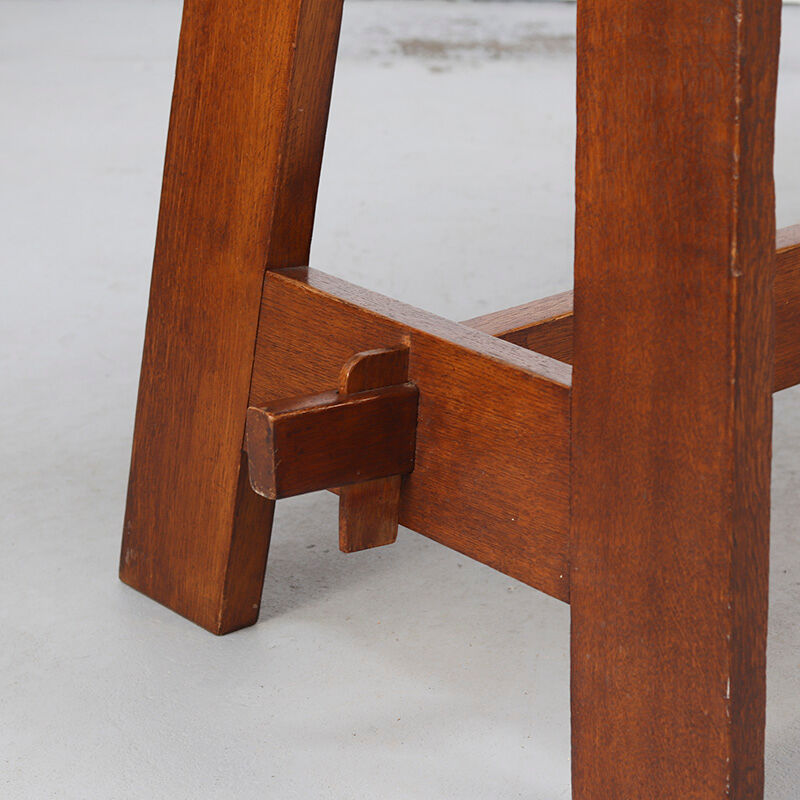 Vintage Rustic Brutalist Dining Table from Oak