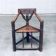 Brutalist Carved Oak Tripod Monk Chair, Sweden, 1930s
