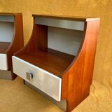 Duo of illuminated bedside tables from the 1970s