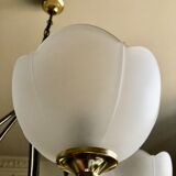 Italian chandelier gray and gold frosted glass flower