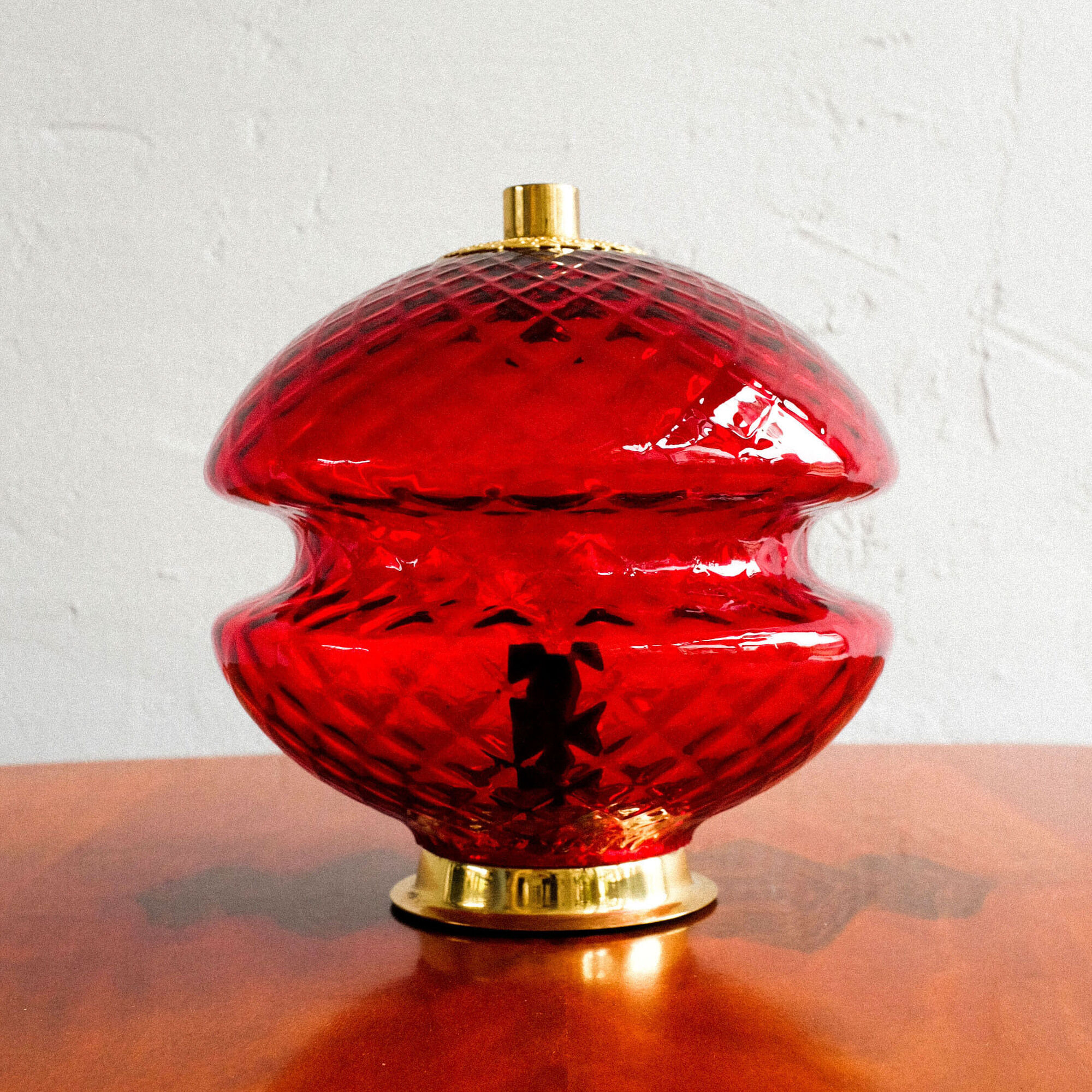 Vintage Czechoslovak Red Glass Table Lamp by Jablonecké Sklárny, 1970s