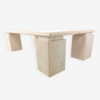 Table basse en travertin années 1970, Italie