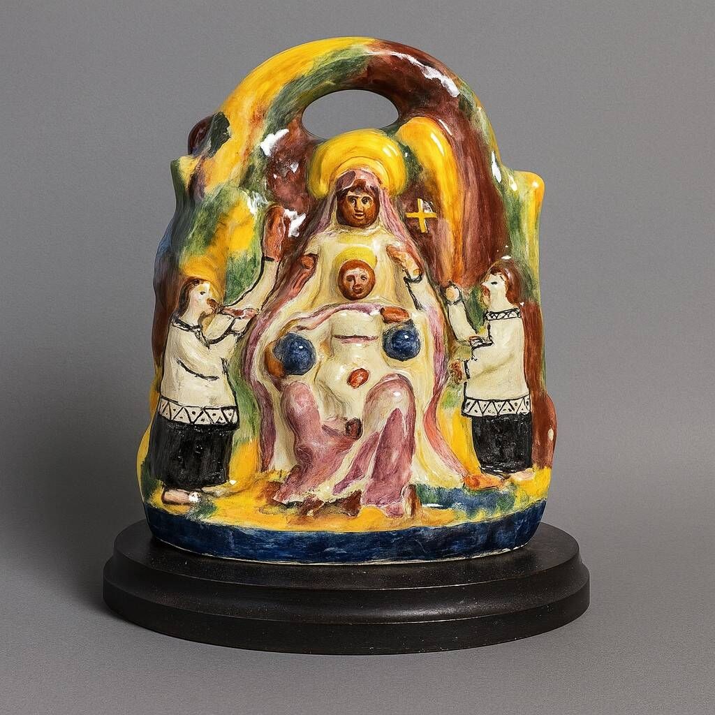 Sculpture in Spanish Majolica representing the Black Virgin with Child.