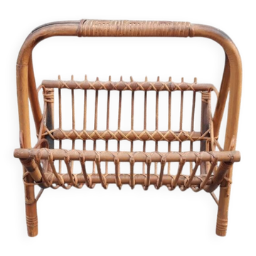 Porte-revue en rotin, années 60