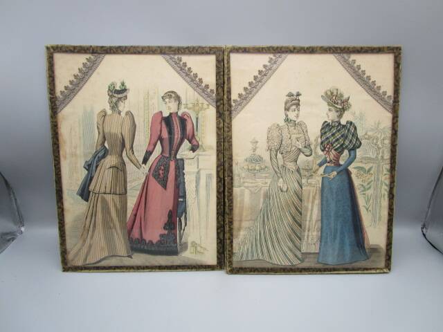 Paire de gravures de mode anciennes