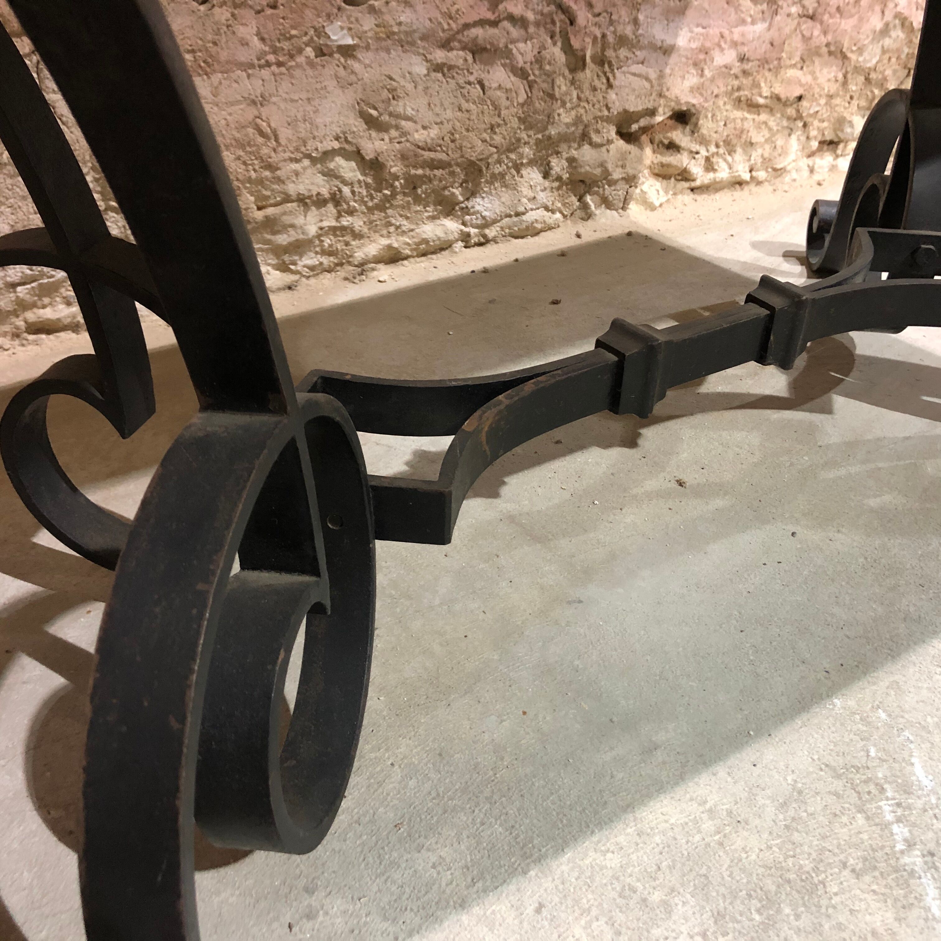 Robert merceris coffee table in wrought iron and 1940s marble