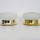Pair of wall or ceiling lights with white-edged globe. 80 years