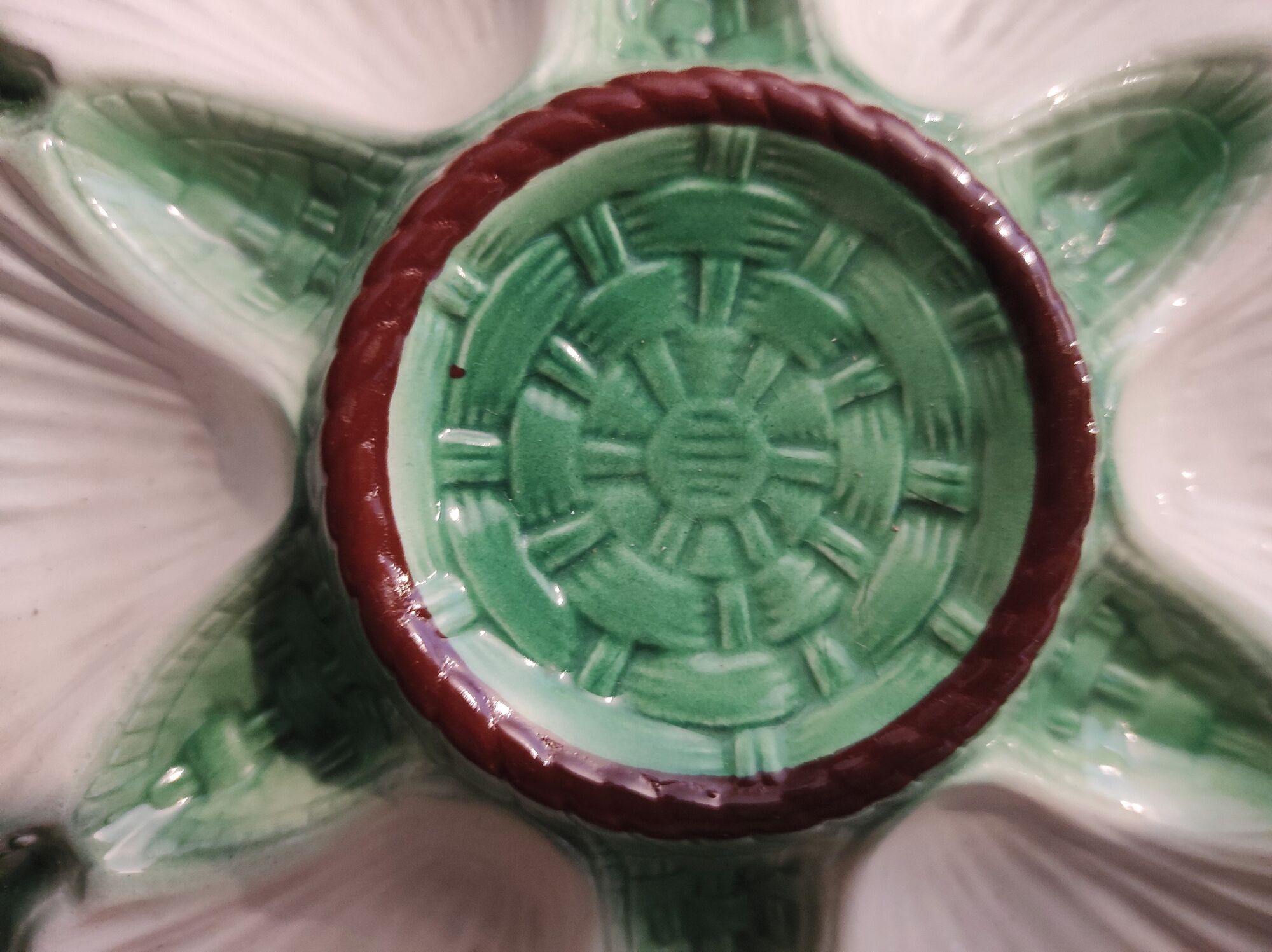 Vintage French Oyster Plate in Majolica