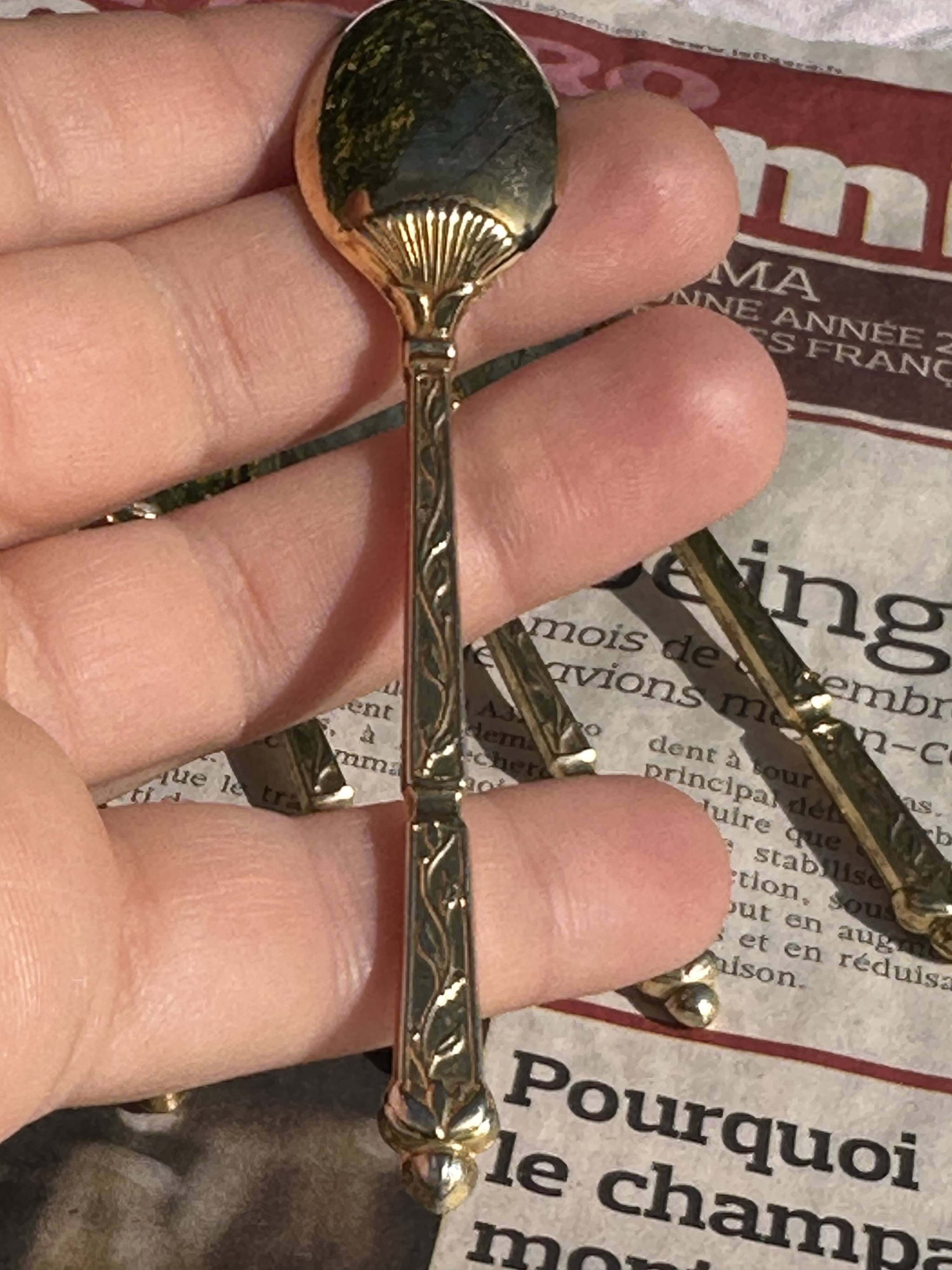 Set of 6 Vintage Gold Moka Spoons - Tableware - Coffee Spoons