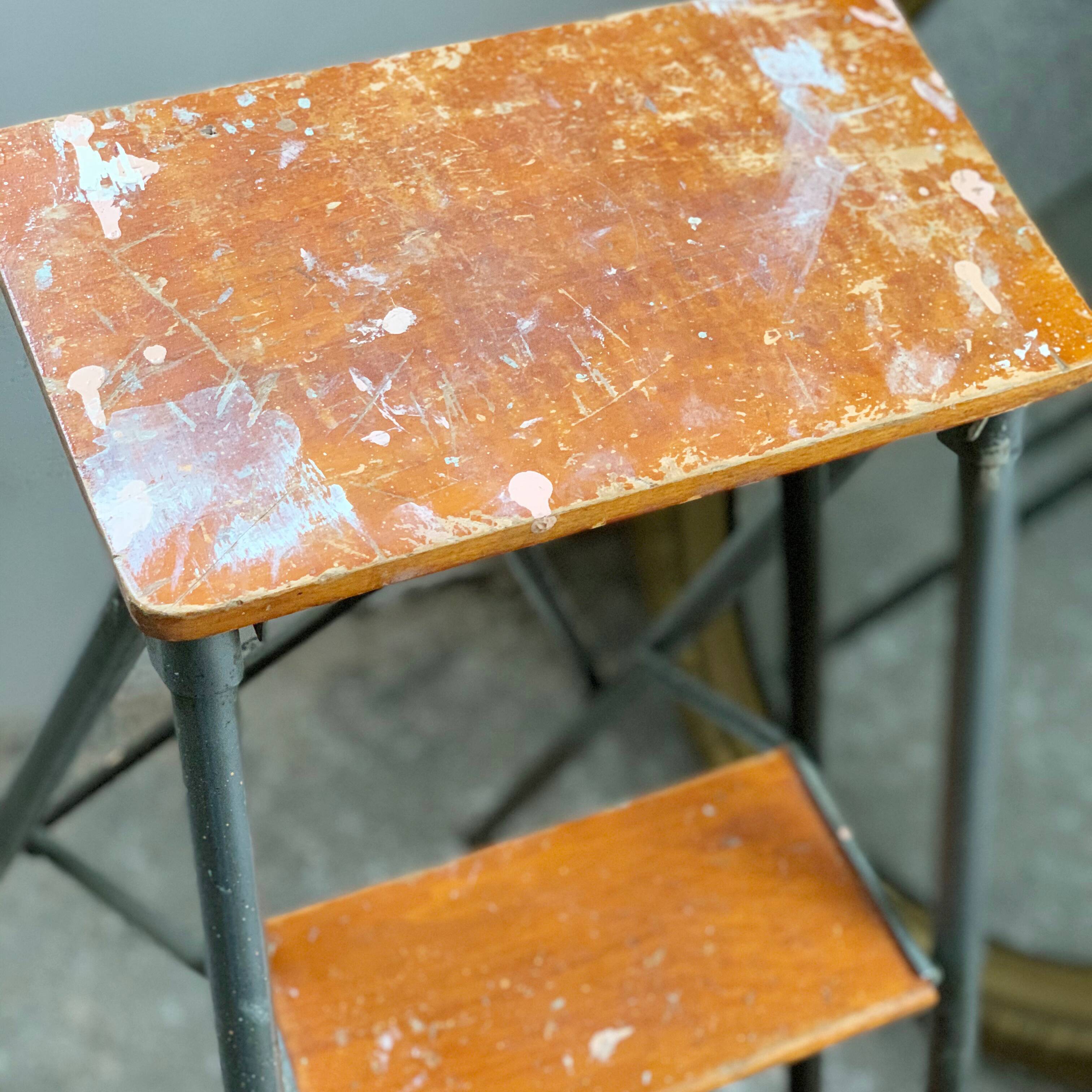 Metal and wood workshop ladder 4 steps