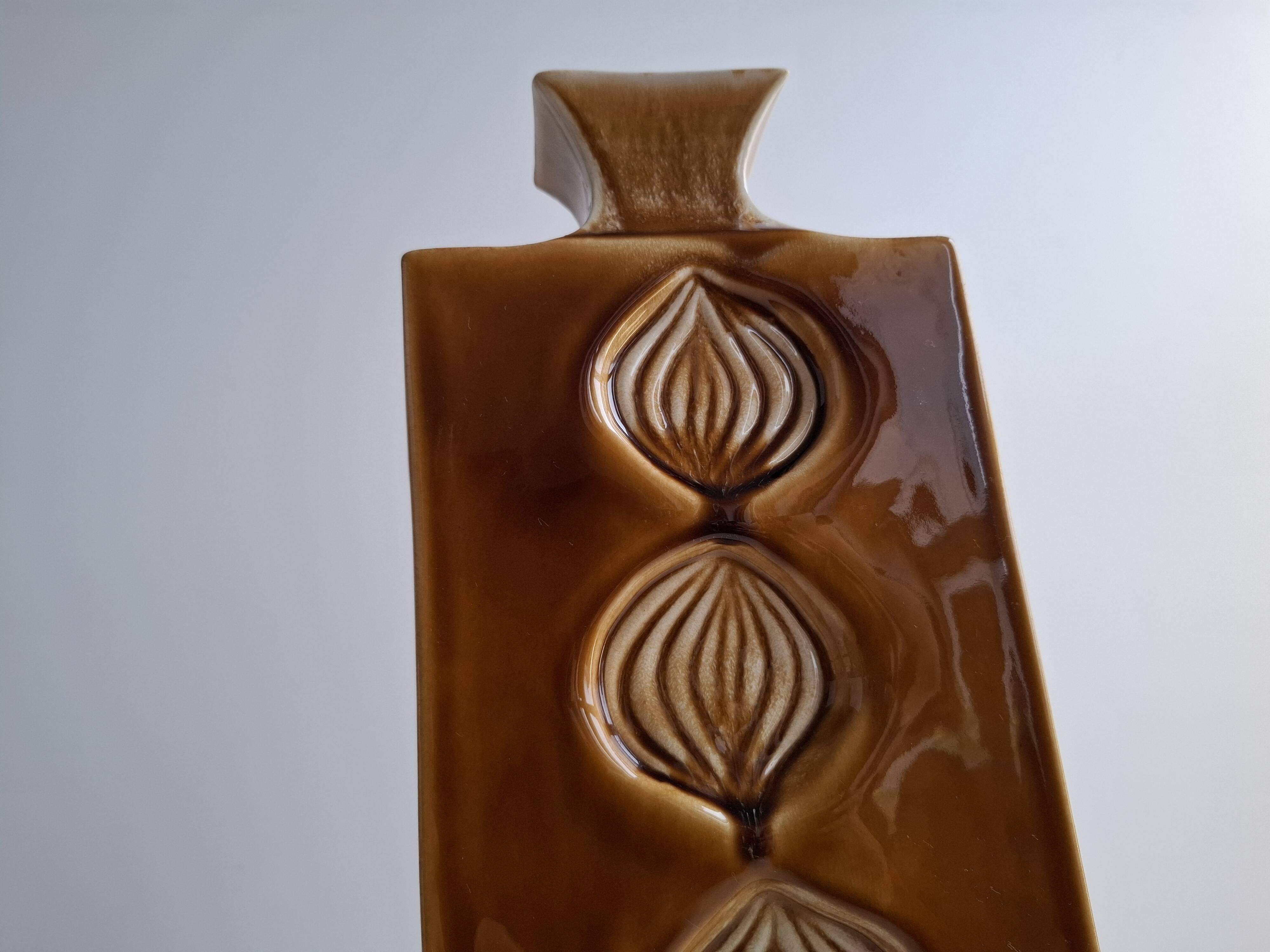 Mid Century Czech Brown Ceramic Vase Ditmar Urbach, 1960's.