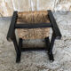 Black wood foot rest stool & vintage mulched seat