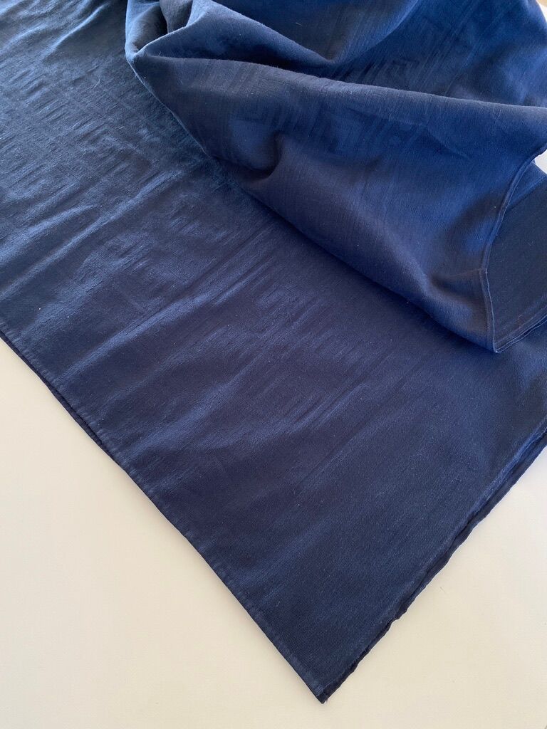 Old damask tablecloth navy blue - cotton -140x160 cm