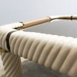 Brass and glass coffee table by Tommaso Barbi 1970'