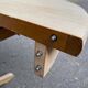 Renovated Scandinavian dining table in solid oak with a central leg from the 1970s.