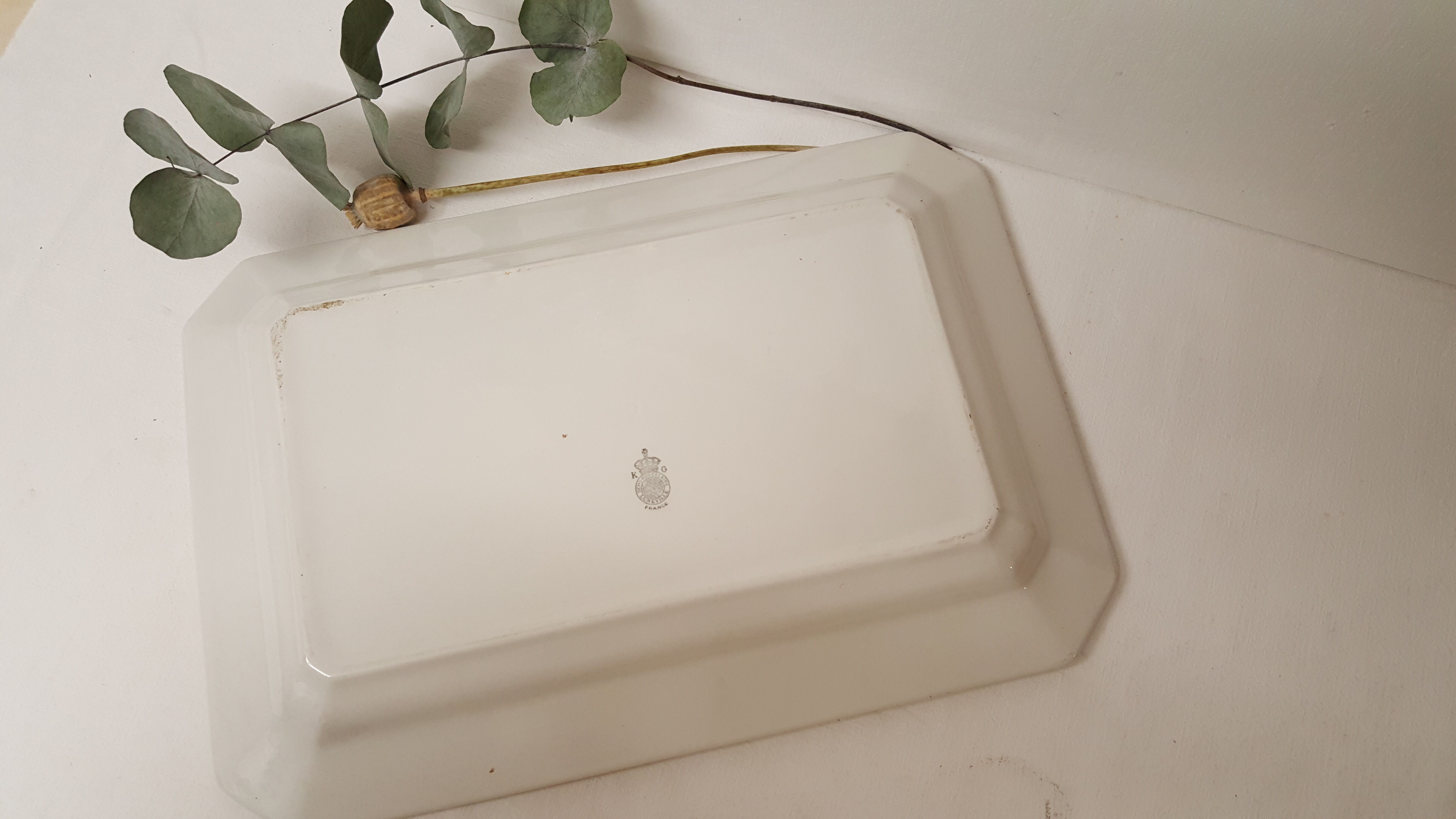Large white rectangular dish Luneville France