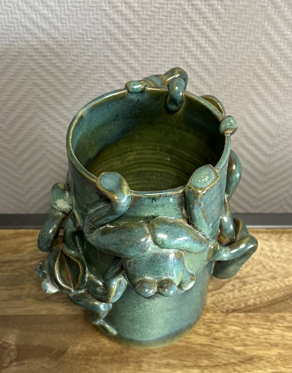 vase with frogs in relief circa 1940