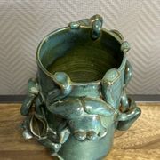 vase with frogs in relief circa 1940