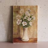 Oil painting on canvas bouquet of vintage flowers