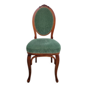 Antique green corduroy medallion chair