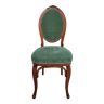 Chaise médaillon ancienne velours côtelé vert