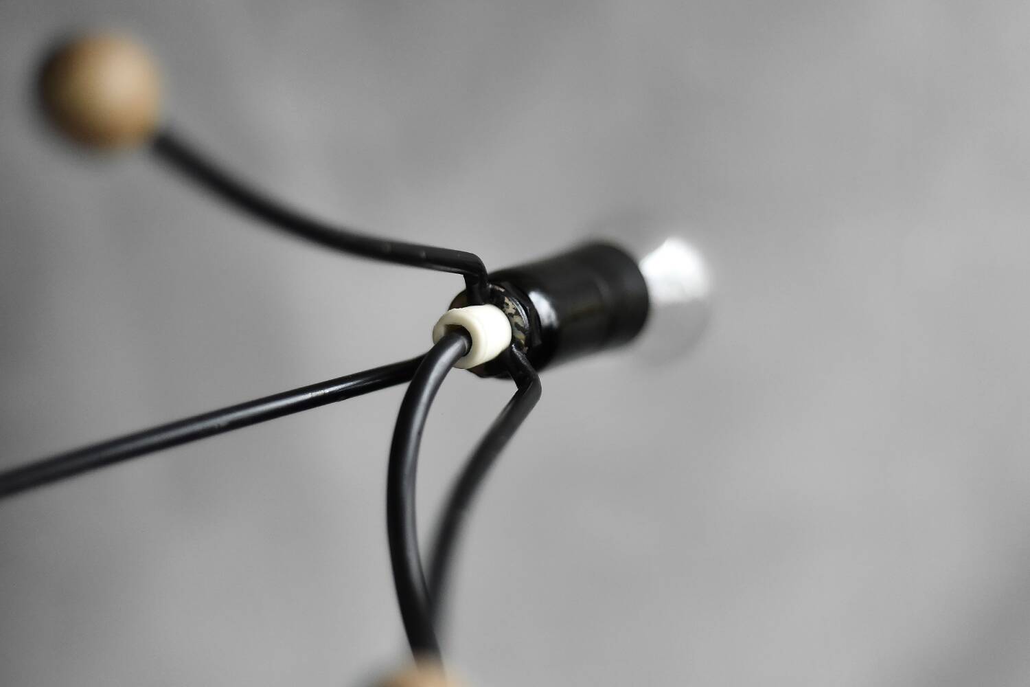 Small modern Polish table lamp from the mid-century with a black shade, 1960s.