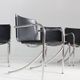 Giotto Stoppino black leather and chrome vintage dining chairs model Jot