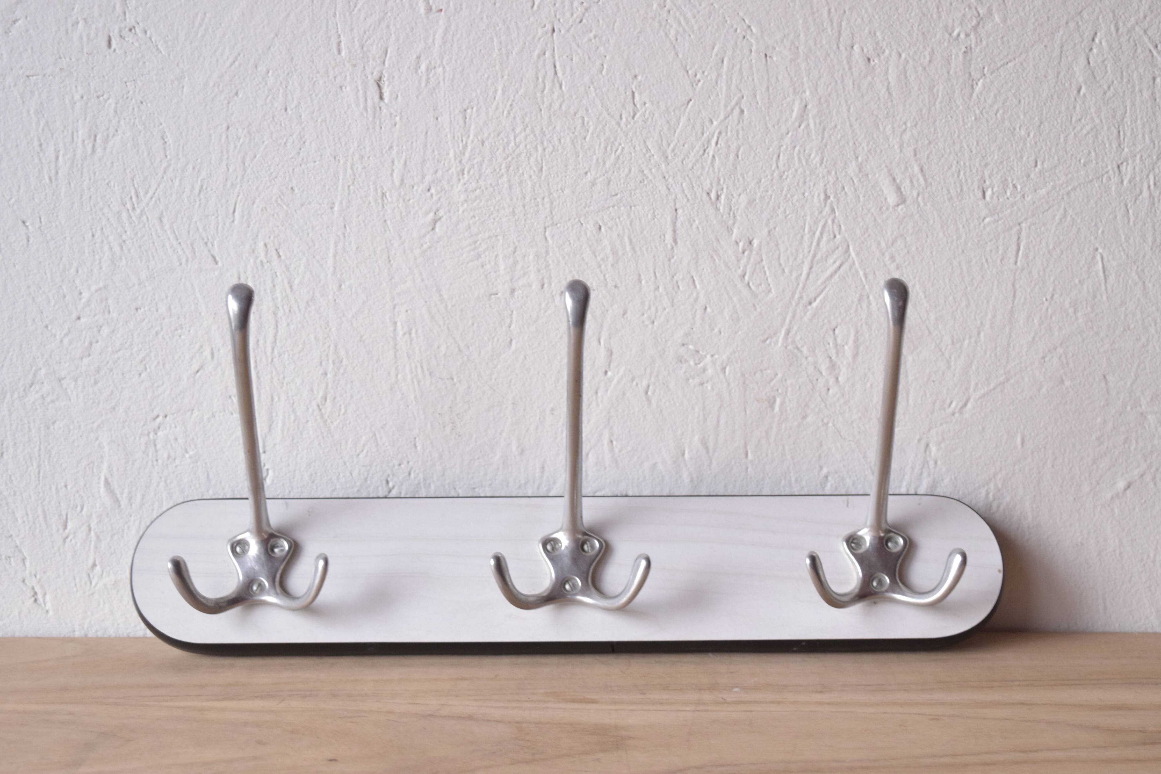 Vintage white Formica coat rack - triple hook