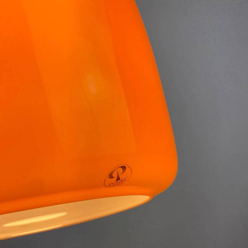 Bright orange glass pendant by Peill and Putzler 1960