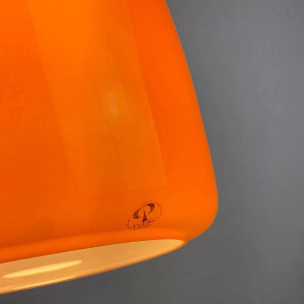 Suspension en verre orange vif par Peill et Putzler 1960