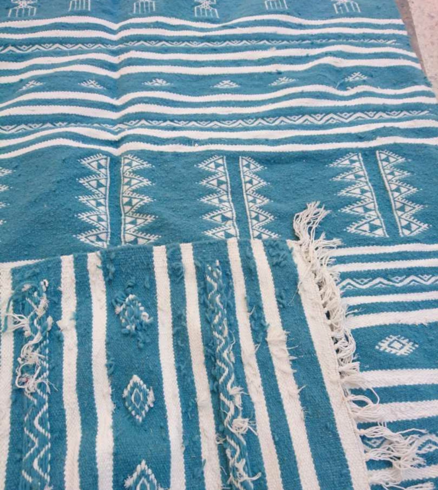 Tapis kilim bleu berbère fait à la main 200x115cm