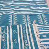 Tapis kilim bleu berbère fait à la main 200x115cm