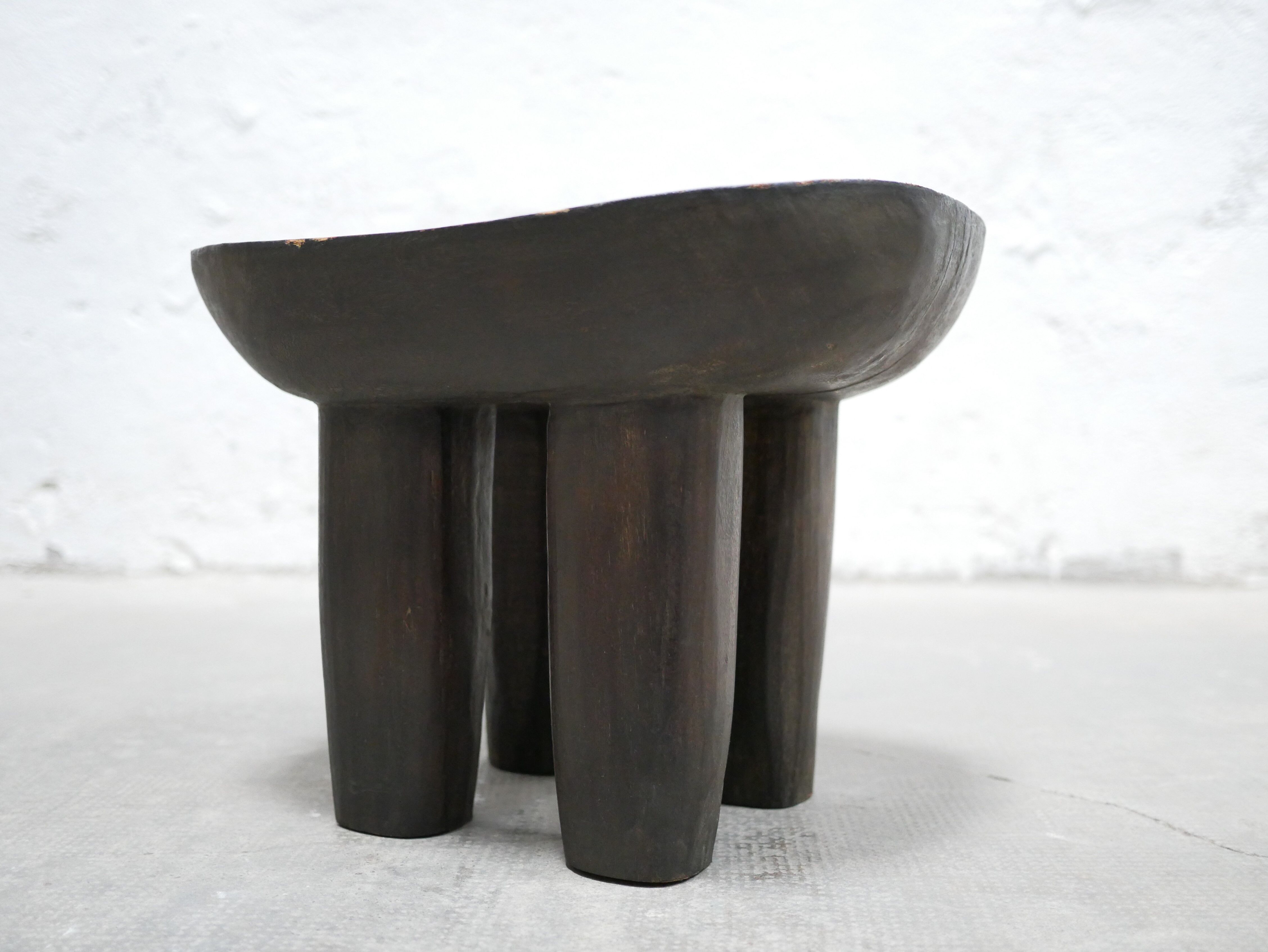 Brutalist antique African Senufo wooden stool