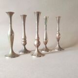 Set of 5 vintage brass soliflores