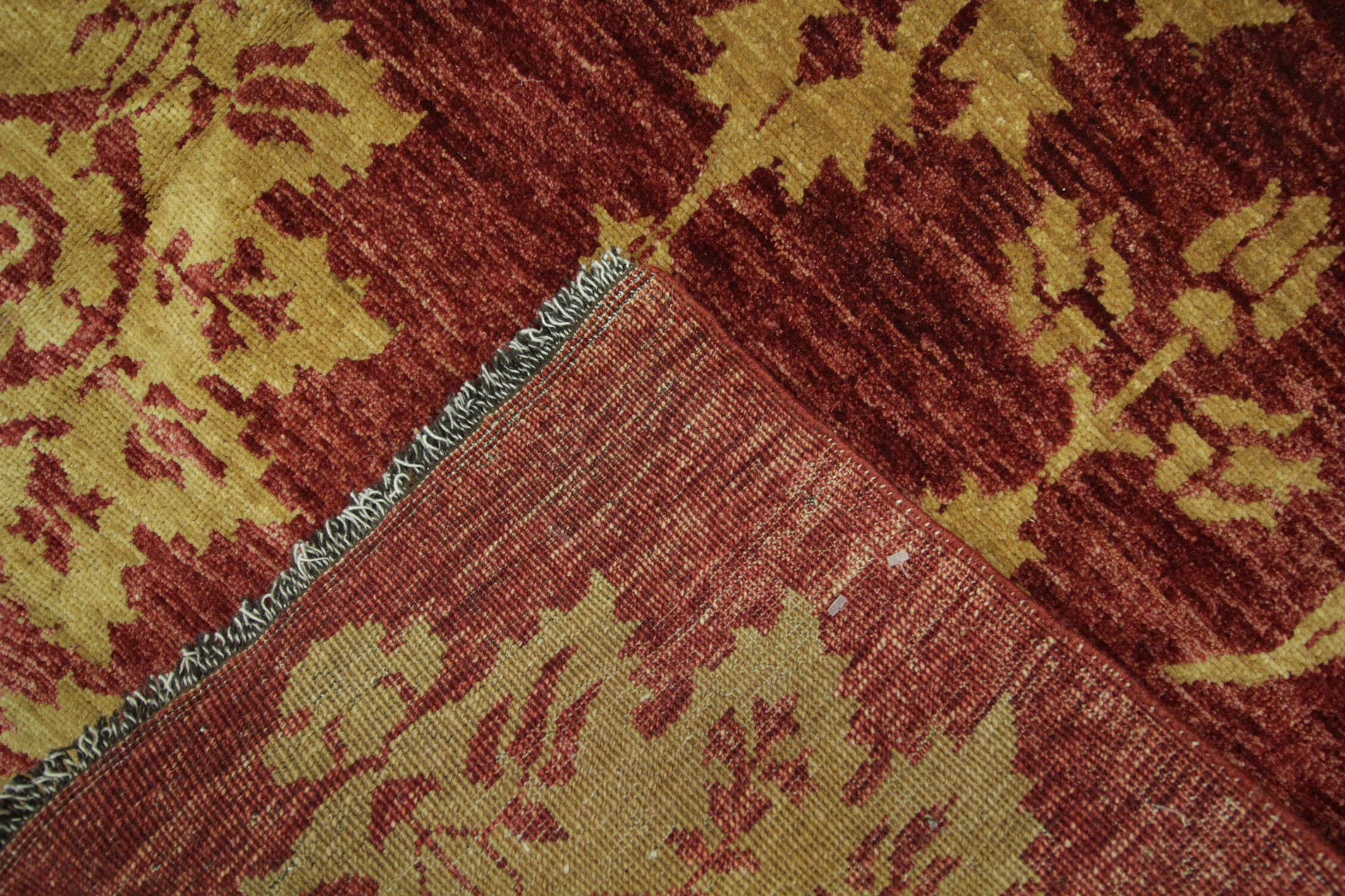 Modern deep red wool rug, classic handwoven carpet- 143x205cm
