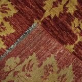 Modern deep red wool rug, classic handwoven carpet- 143x205cm