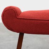 Art Deco Red Reupholstered Stool, Belgium ca. 1920