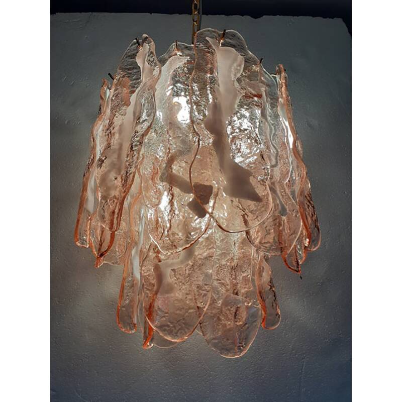 Murano Glass "Spider" Sputnik Chandelier in Pink and White