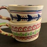 Pair of ceramic cups including a mustache cup for gentleman